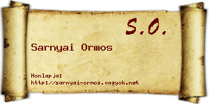 Sarnyai Ormos névjegykártya